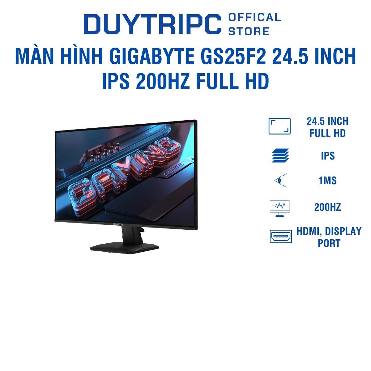 Màn Hình Gigabyte GS25F2 24.5 Inch IPS 200Hz Full HD – Đỉnh Cao Esport, Phản Hồi 1ms